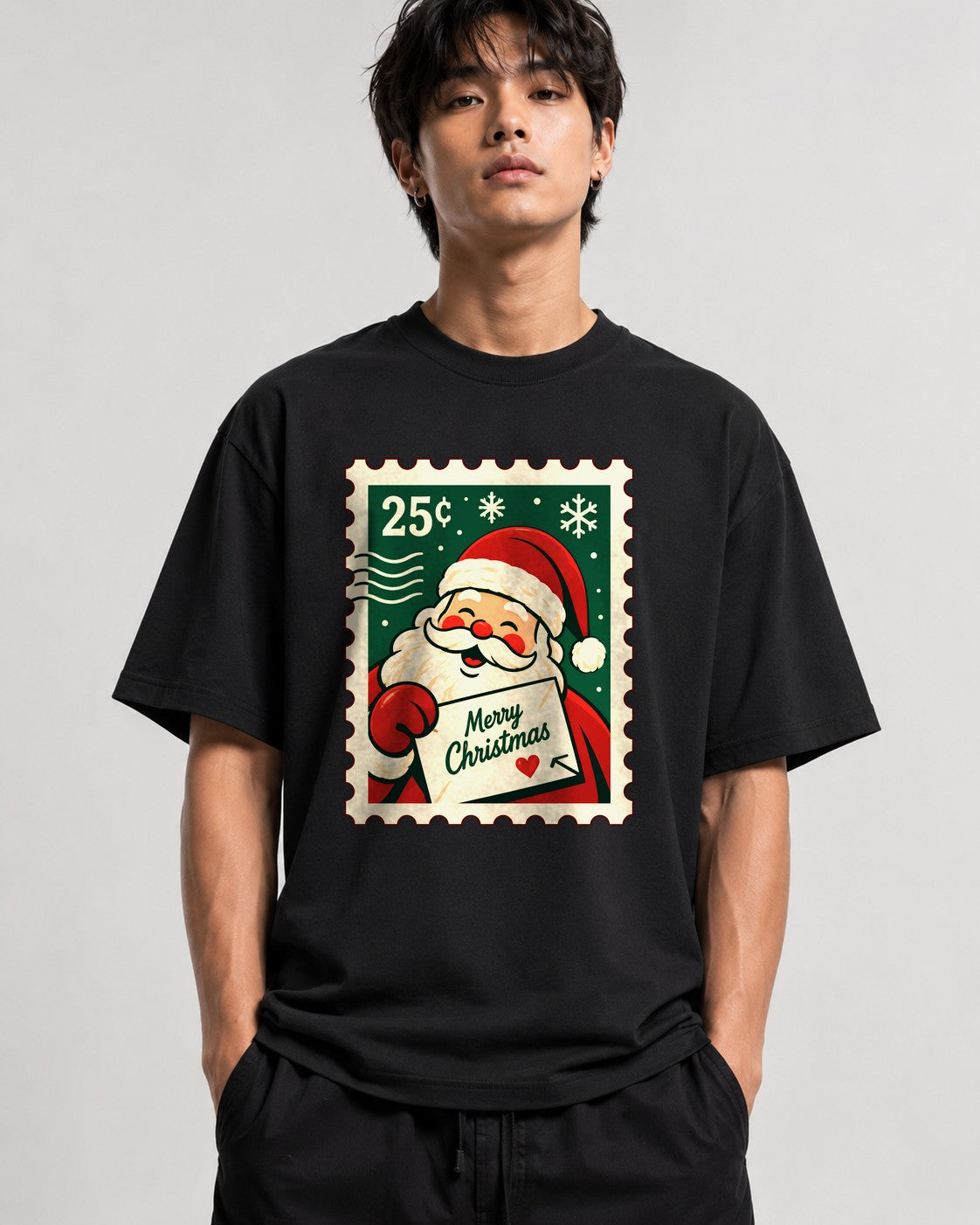Vintage Santa Stamp - Black