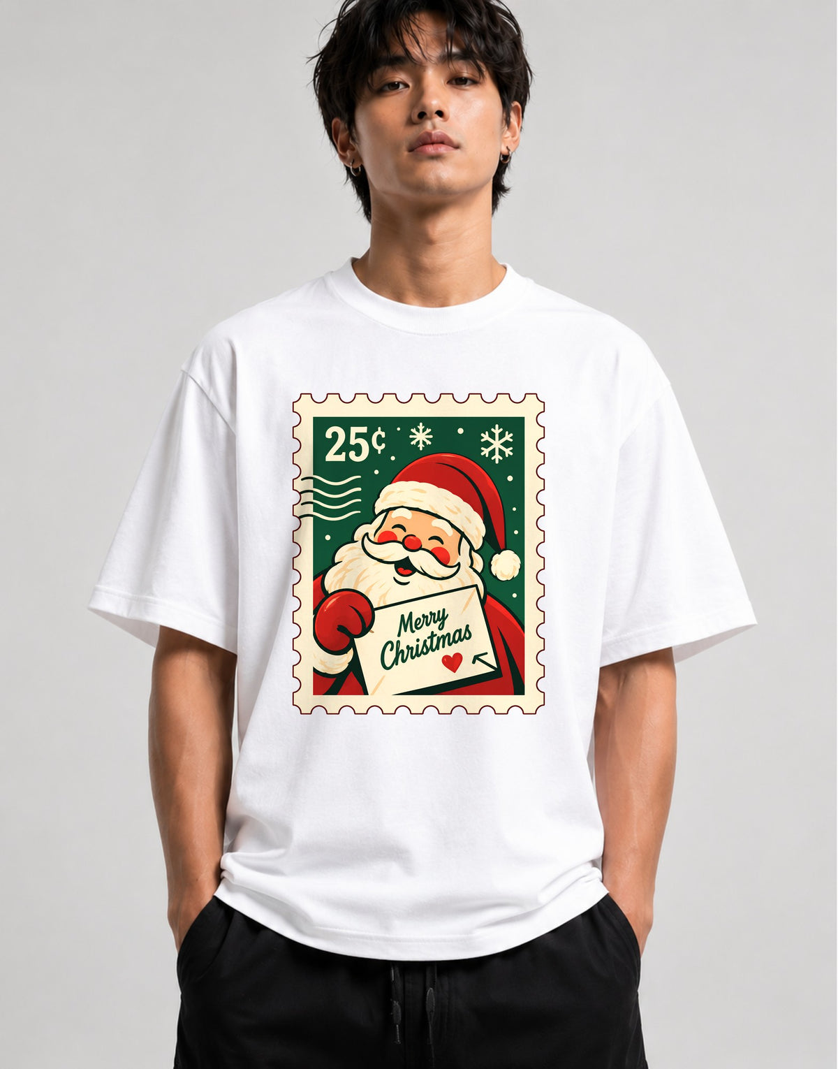 Vintage Santa Stamp - White