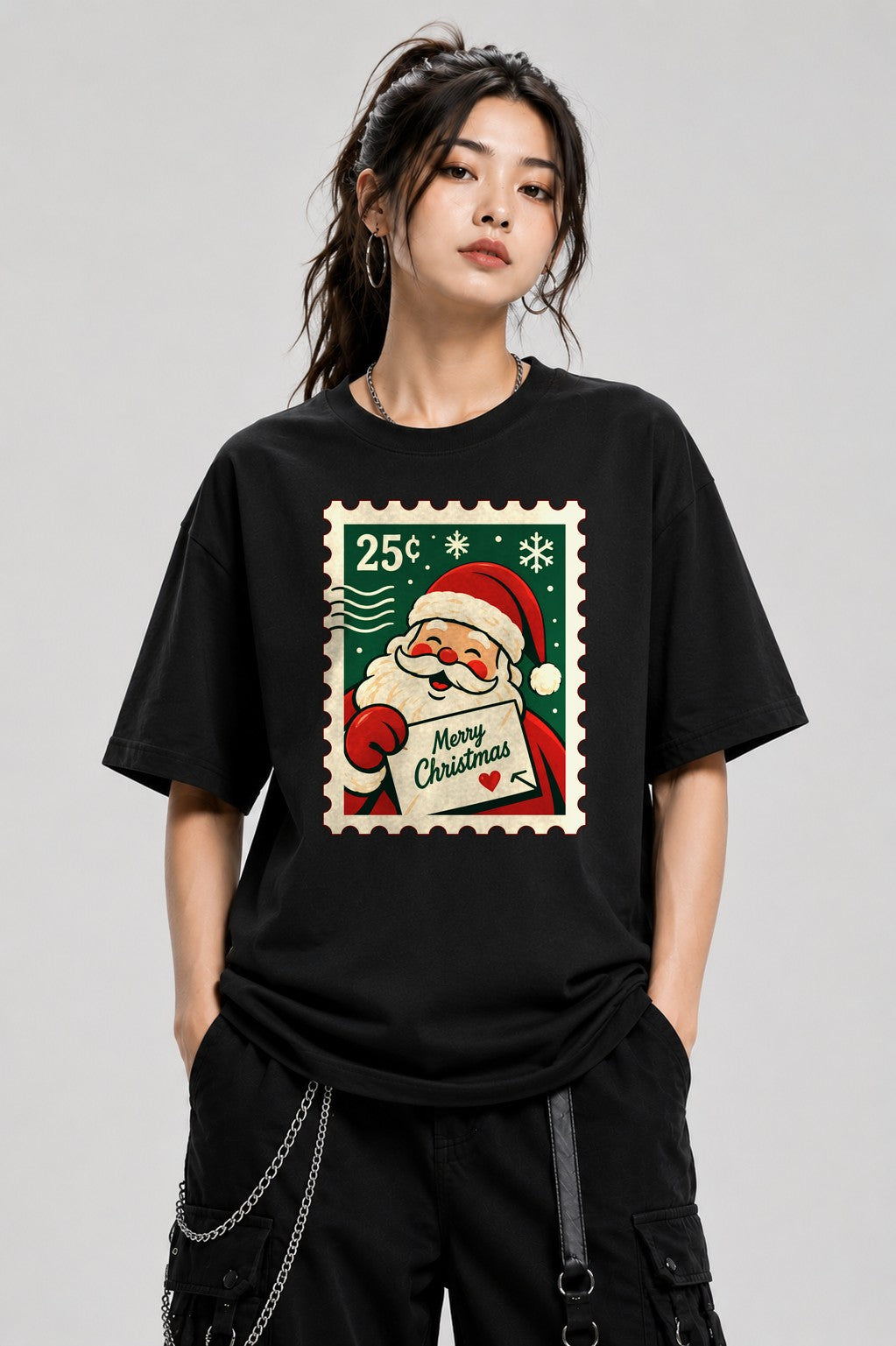 Vintage Santa Stamp - Black