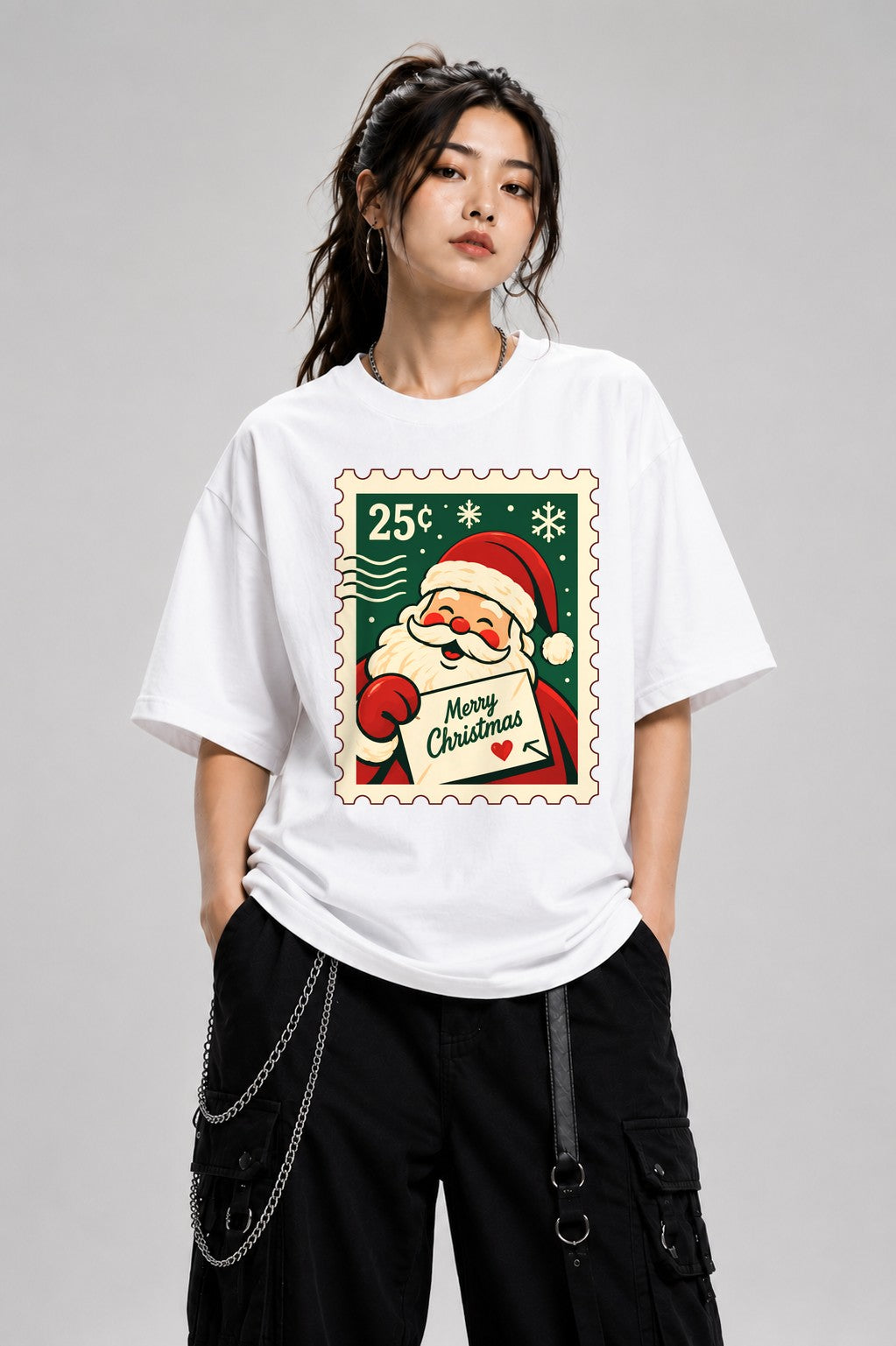 Vintage Santa Stamp - White