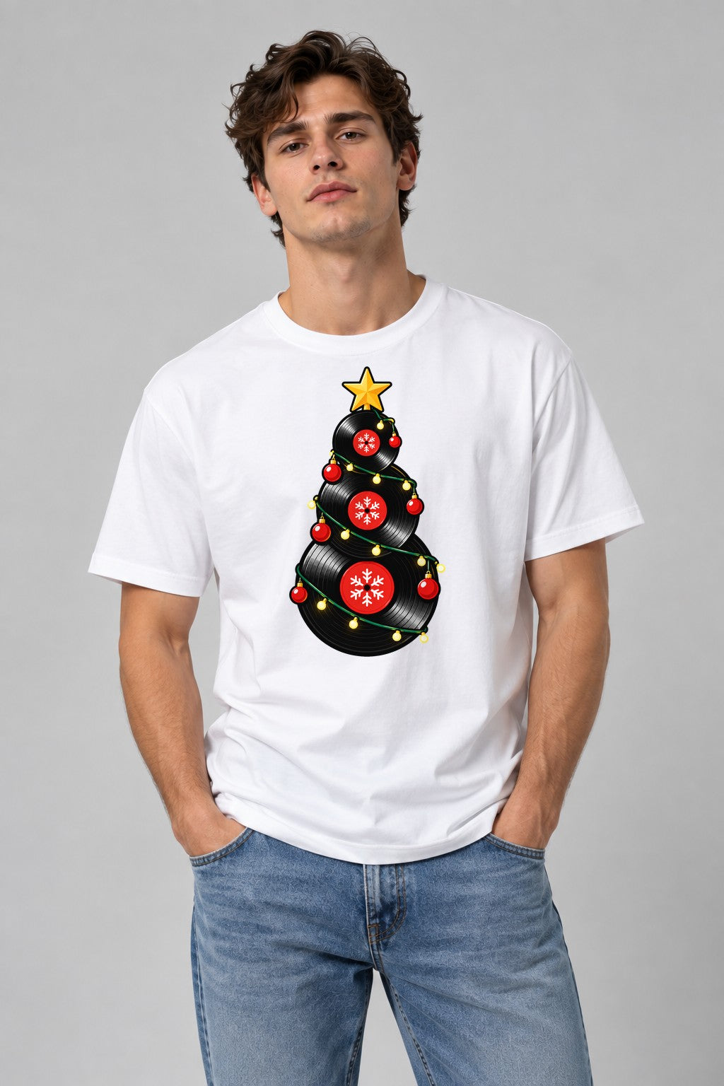 Vinyl Record Christmas Tree - White