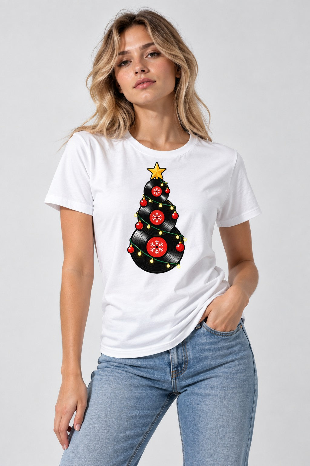Vinyl Record Christmas Tree - White