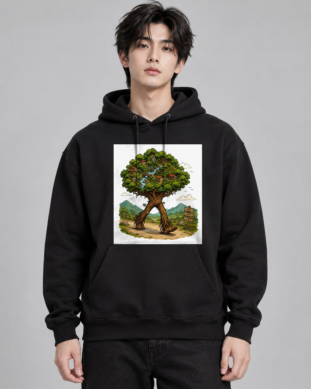 Walking Village Tree - Black