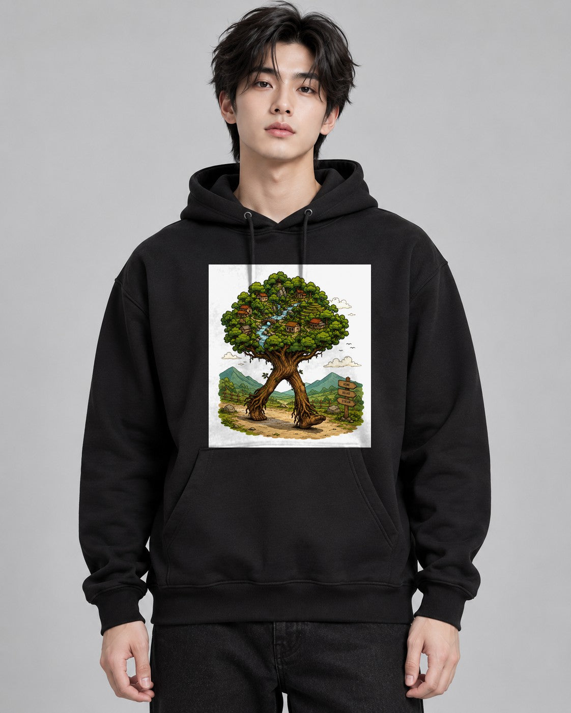 Walking Village Tree - Black