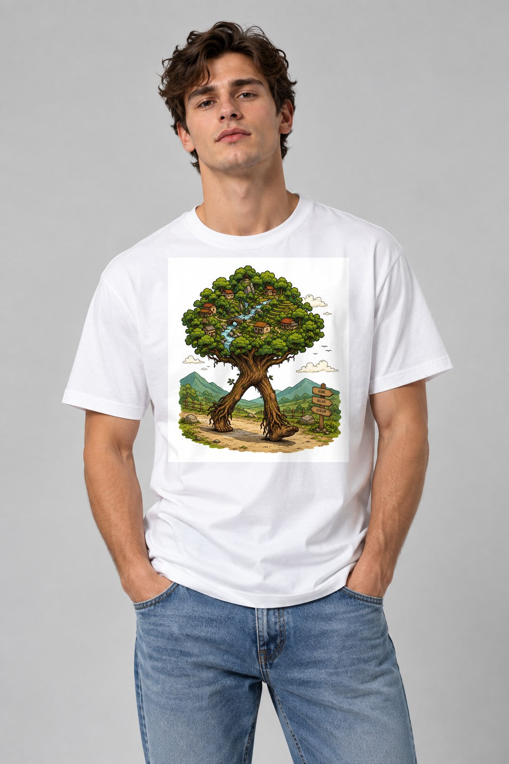 Walking Village Tree - White