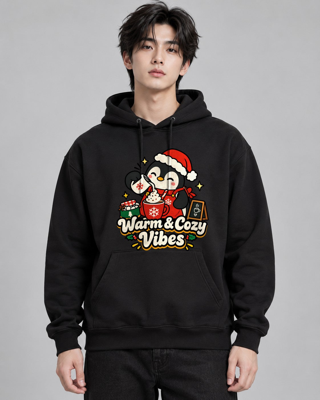Warm Cozy Vibes Penguin - Black