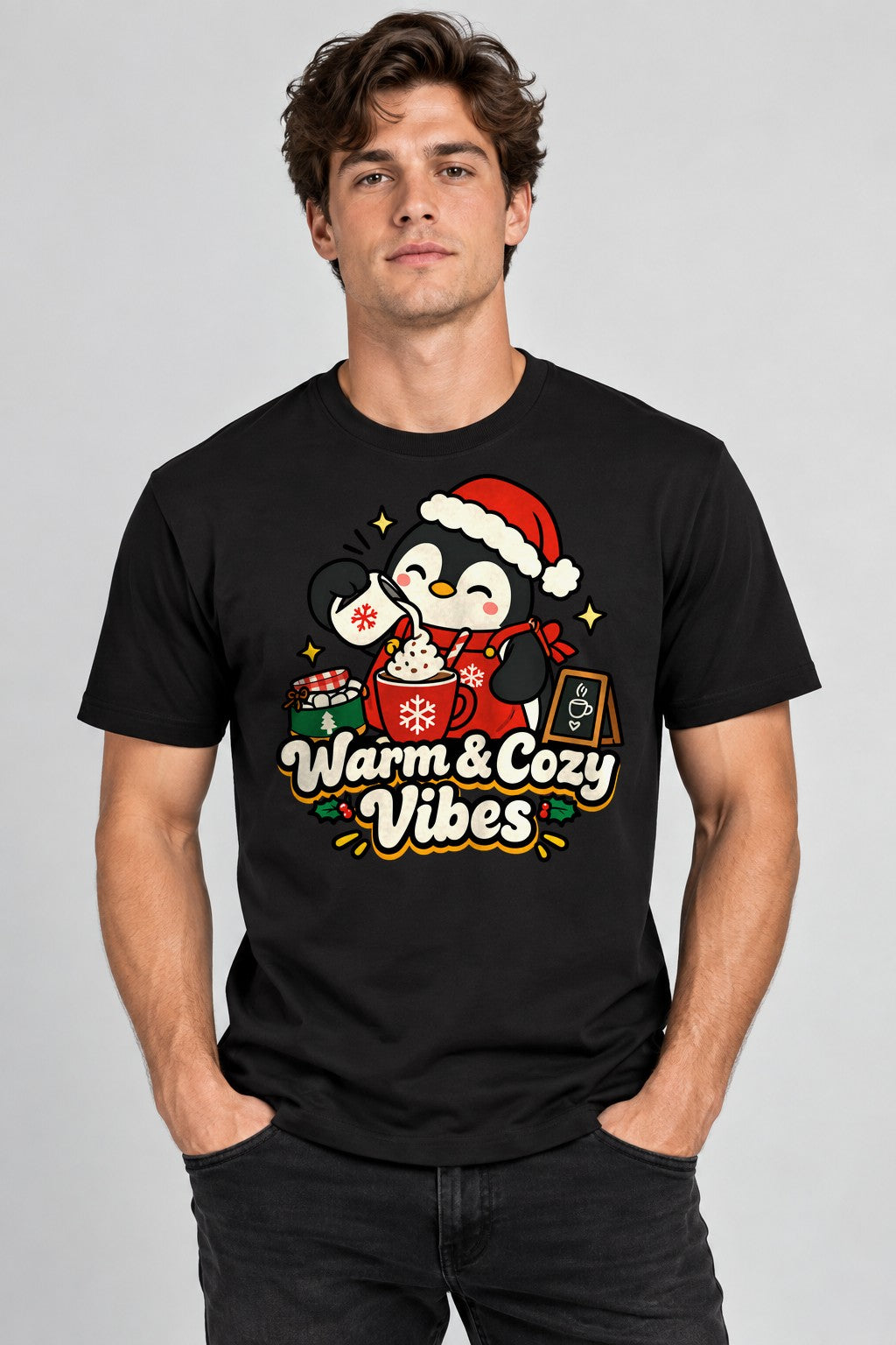 Warm Cozy Vibes Penguin - Black