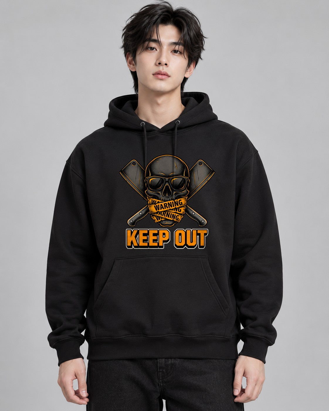 Warning Keep Out Skull - Black