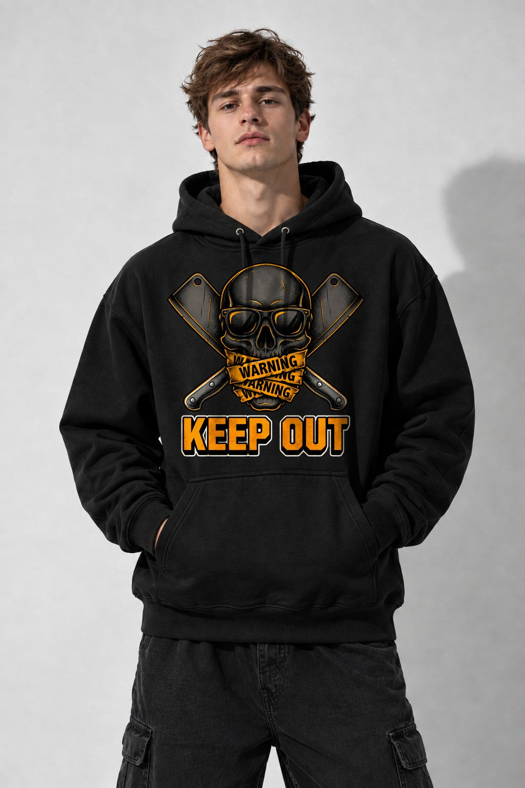 Warning Keep Out Skull - Black