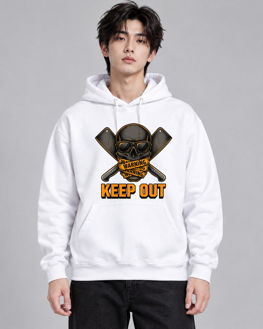 Warning Keep Out Skull - White