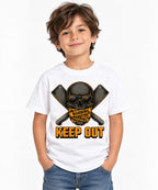 Warning Keep Out Skull - White