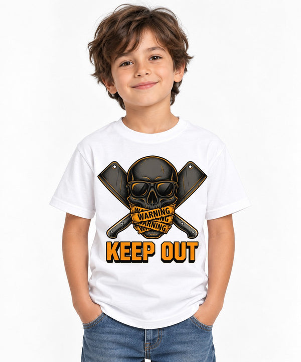 Warning Keep Out Skull - White