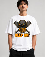 Warning Keep Out Skull - White