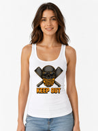Warning Keep Out Skull - White