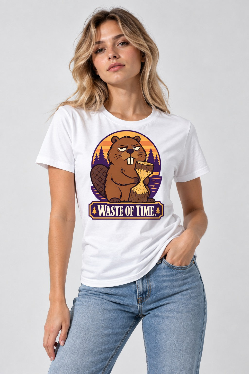 Waste of Time Beaver - White