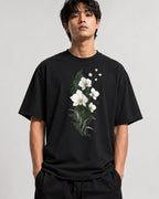 Watercolor Orchid Bloom - Black