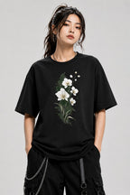 Watercolor Orchid Bloom - Black