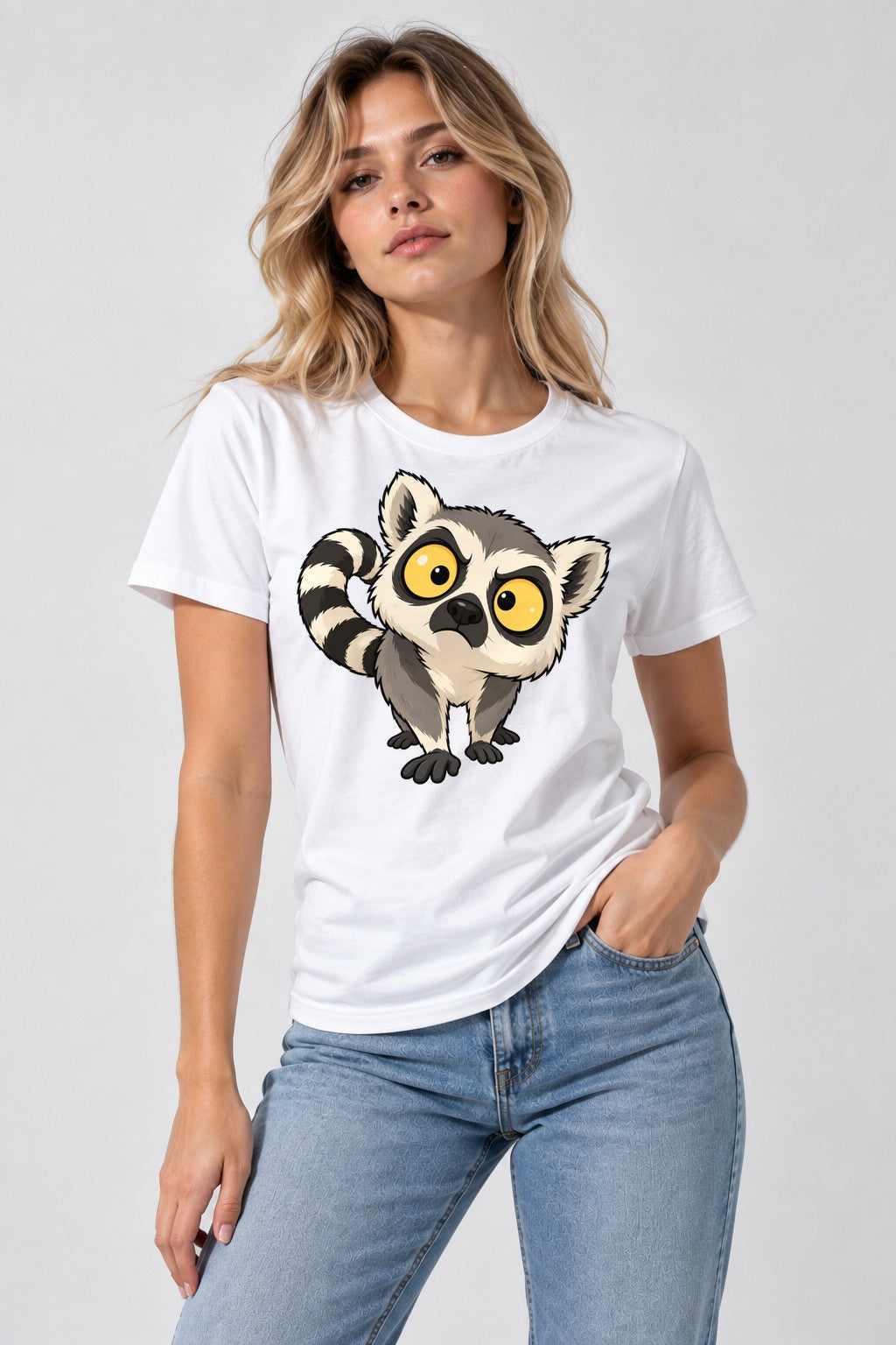 Wide Eyed Lemur - White