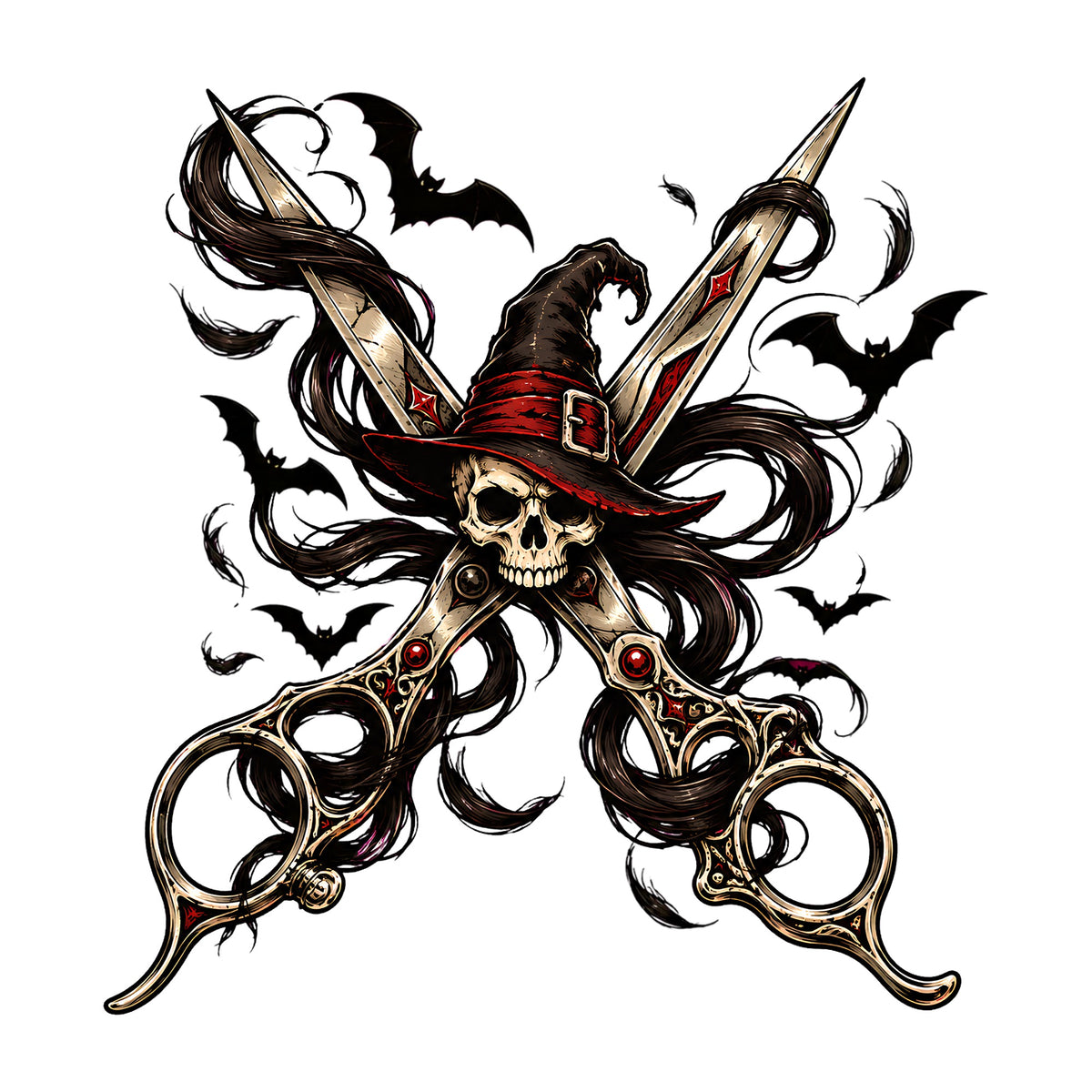 Witch Scissors Skull